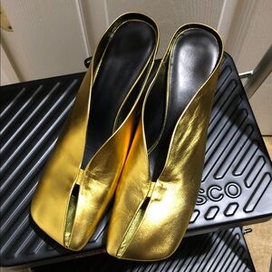 Jil Sander Gold Mules/Never Worn